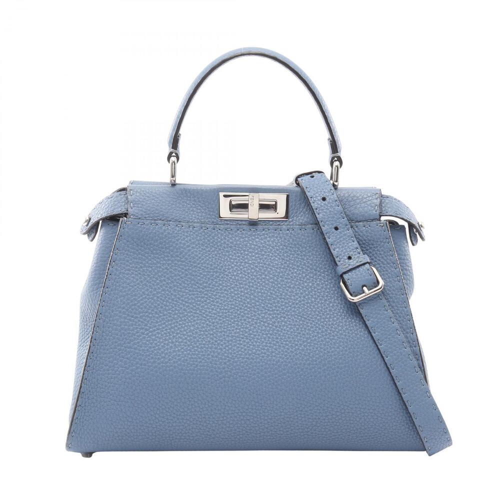 Fendi Peekaboo Regular Selleria Handbag Leather Blue